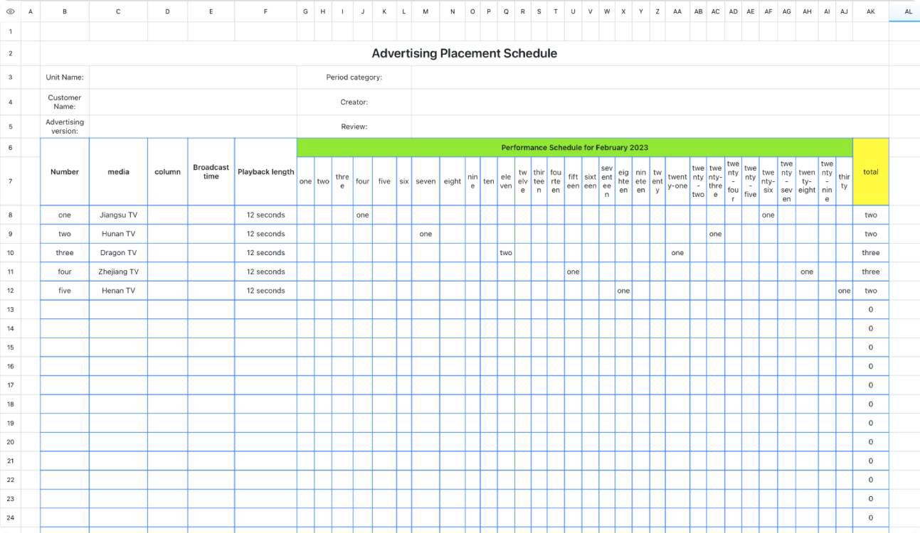AD placement schedule 1